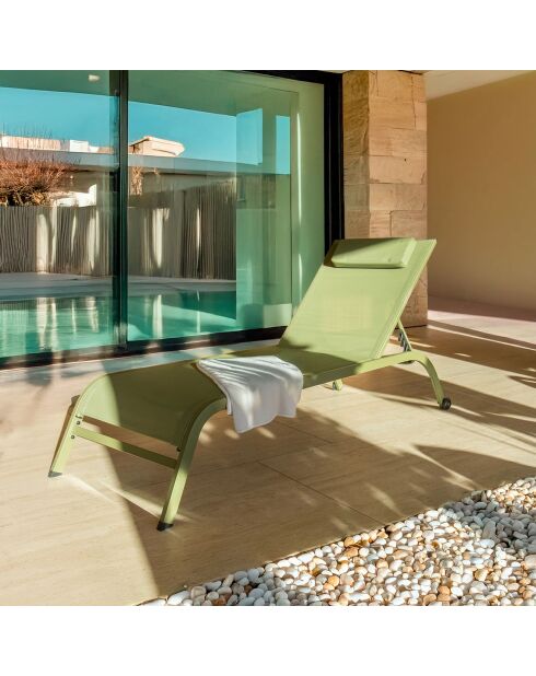 2 Chaises longue Napoli vertes - 193x62x34/87 cm