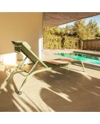 2 Chaises longue Napoli vertes - 193x62x34/87 cm