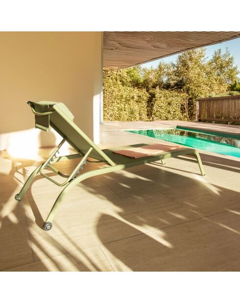2 Chaises longue Napoli vertes - 193x62x34/87 cm