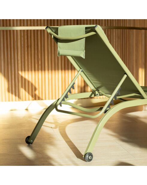 2 Chaises longue Napoli vertes - 193x62x34/87 cm