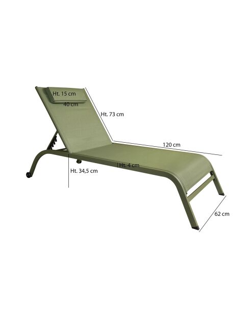 2 Chaises longue Napoli vertes - 193x62x34/87 cm
