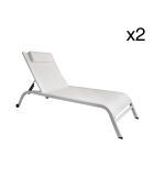 2 Chaises longue Napoli blanches - 193x62x34/87 cm