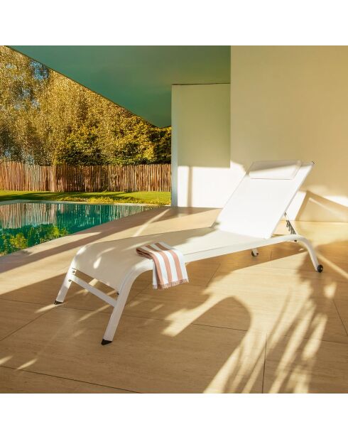 2 Chaises longue Napoli blanches - 193x62x34/87 cm