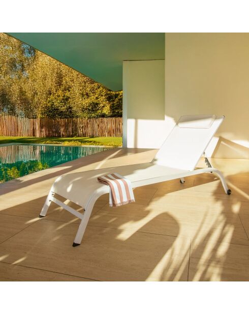 2 Chaises longue Napoli blanches - 193x62x34/87 cm