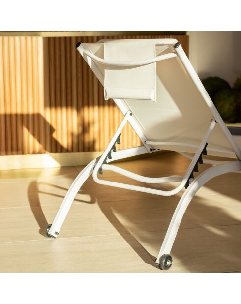 2 Chaises longue Napoli blanches - 193x62x34/87 cm