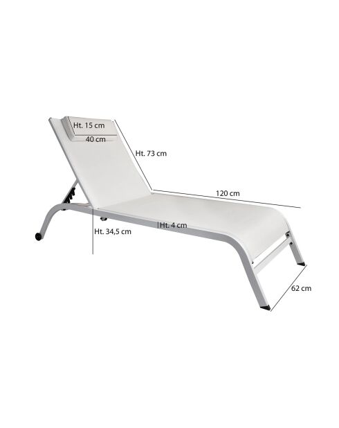 2 Chaises longue Napoli blanches - 193x62x34/87 cm