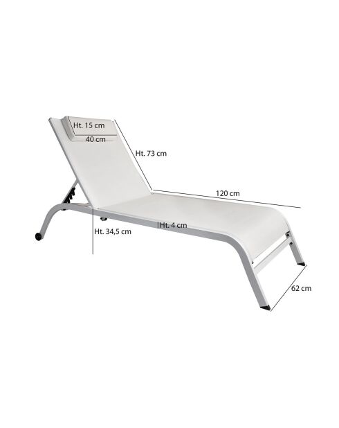 2 Chaises longue Napoli blanches - 193x62x34/87 cm