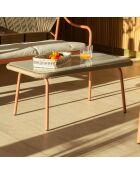 Salon de jardin Santorini en acier et rotin rotin/corail