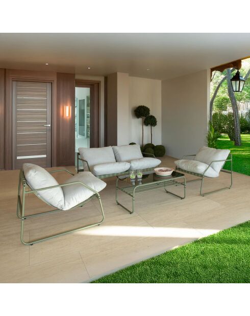 Salon de jardin Florence en acier gris/vert