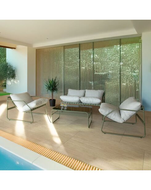Salon de jardin Florence en acier gris/vert