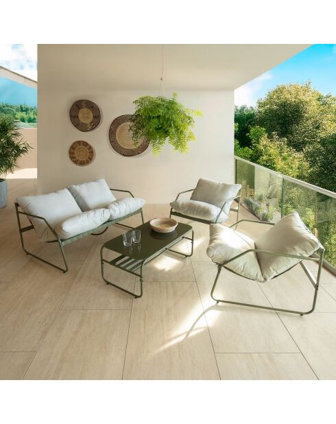 Salon de jardin Florence en acier gris/vert