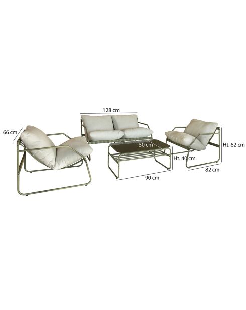 Salon de jardin Florence en acier gris/vert
