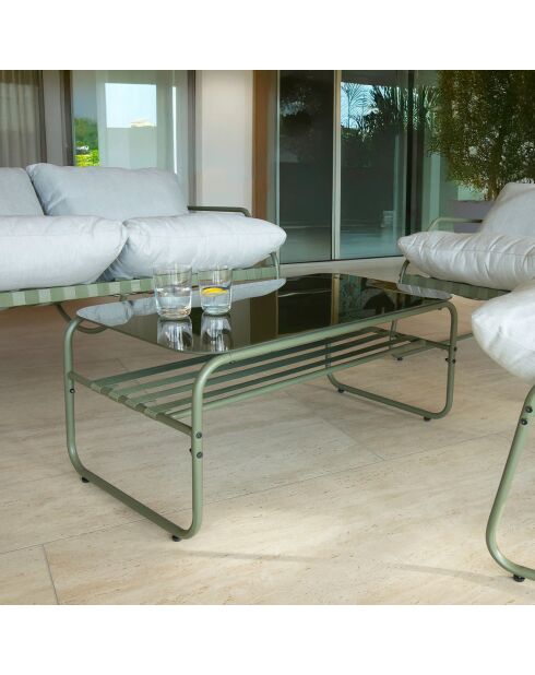 Salon de jardin Florence en acier gris/vert