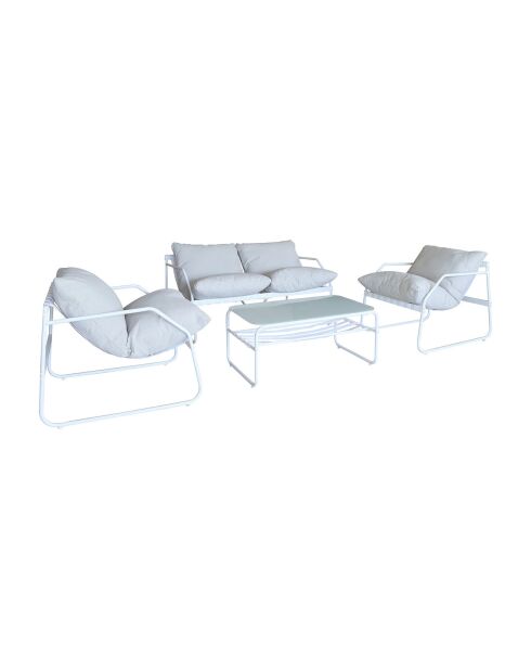 Salon de jardin Florence en acier gris/blanc