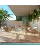 Salon de jardin Florence en acier gris/blanc