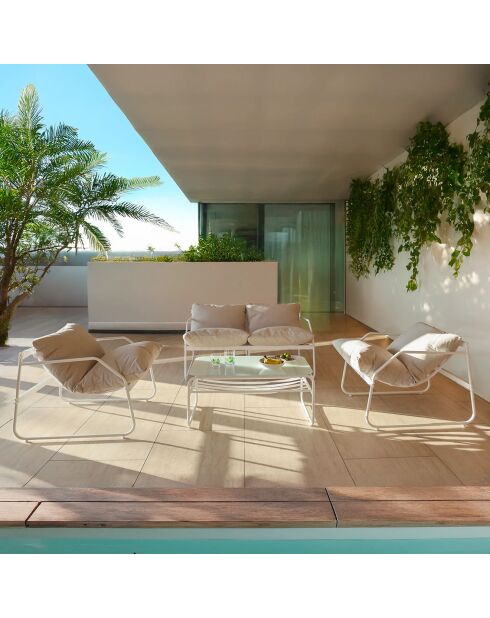 Salon de jardin Florence en acier gris/blanc