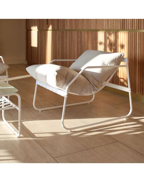 Salon de jardin Florence en acier gris/blanc