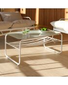 Salon de jardin Florence en acier gris/blanc