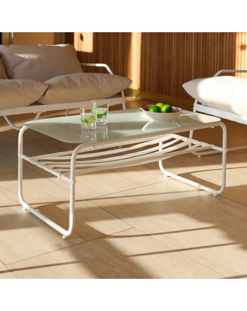Salon de jardin Florence en acier gris/blanc
