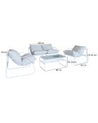 Salon de jardin Florence en acier gris/blanc