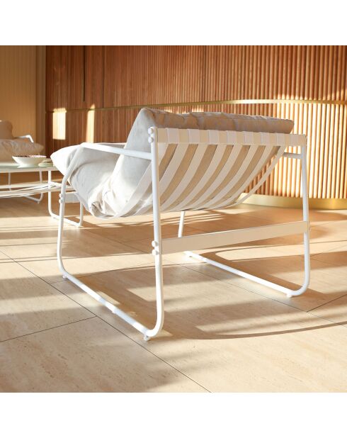 Salon de jardin Florence en acier gris/blanc
