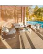 Salon de jardin Florence en acier gris/blanc
