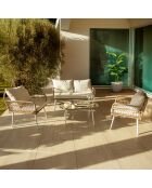 Salon de jardin Trevi en acier et rotin blanc/rotin