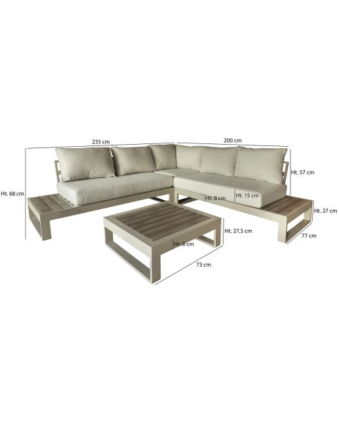 Salon de jardin Riva Bella avec table basse sable
