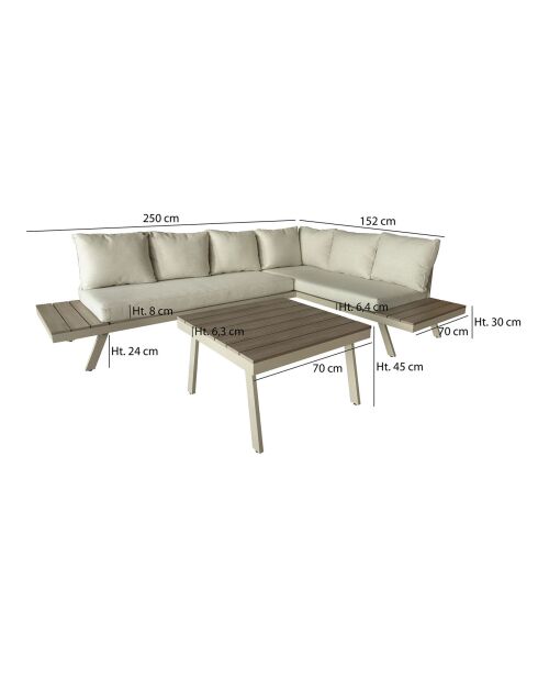 Salon de jardin Calvi avec table basse sable