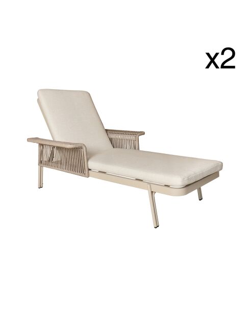 2 Chaises longues Figari sable - 116x54.5x34 cm
