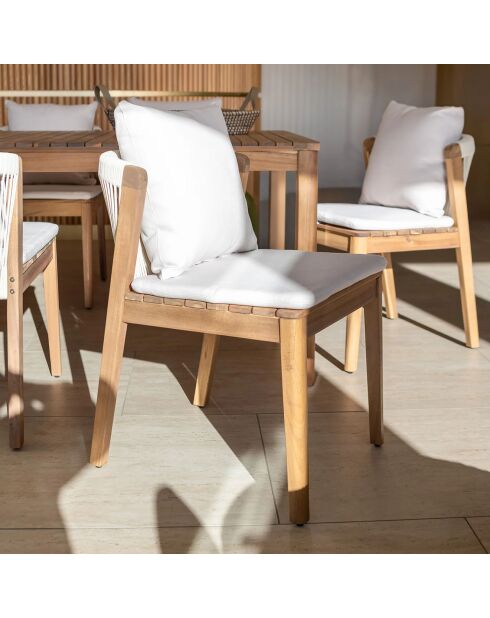Ensemble de jardin Fidji avec 6 chaises en bois dacacia blanc/acacia