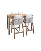 Ensemble Fidji table haute et 2 chaises en bois d'acacia blanc/acacia