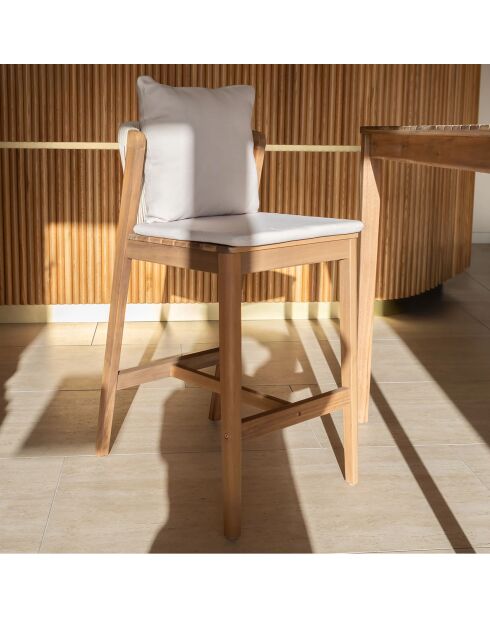 Ensemble Fidji table haute et 2 chaises en bois d'acacia blanc/acacia