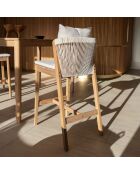 Ensemble Fidji table haute et 2 chaises en bois d'acacia blanc/acacia