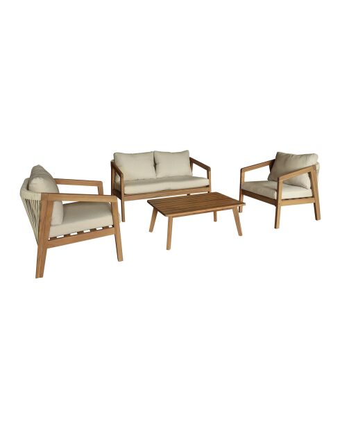 Salon de jardin Fidji en bois d'acacia beige