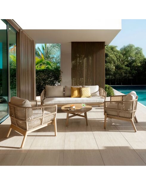 Salon de jardin Bahia 5 places en bois d'acacia blanc