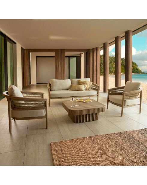 Salon de jardin Maui 4 places en bois d'acacia taupe