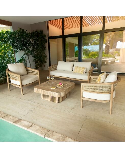 Salon de jardin Maui 4 places en bois d'acacia taupe
