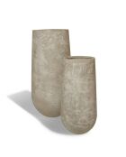 2 Pots forme ronde Faro en fibre d'argile taupe
