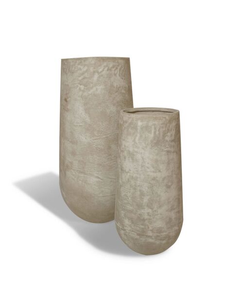 2 Pots forme ronde Faro en fibre d'argile taupe