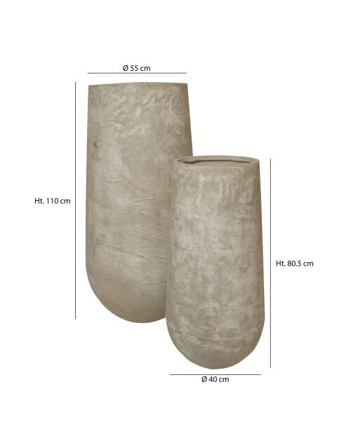 2 Pots forme ronde Faro en fibre d'argile taupe