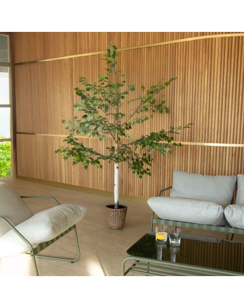 Bouleau artificiel avec pot pour intérieur fray blanc/vert - 50x50x200 cm