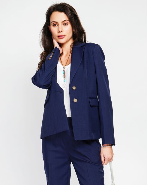 Marineblaue Jacke Alicia aus Leinenmischung
