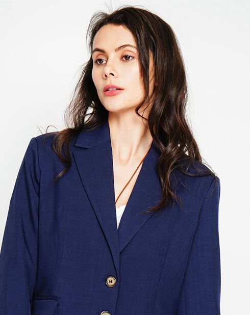 Marineblaue Jacke Alicia aus Leinenmischung
