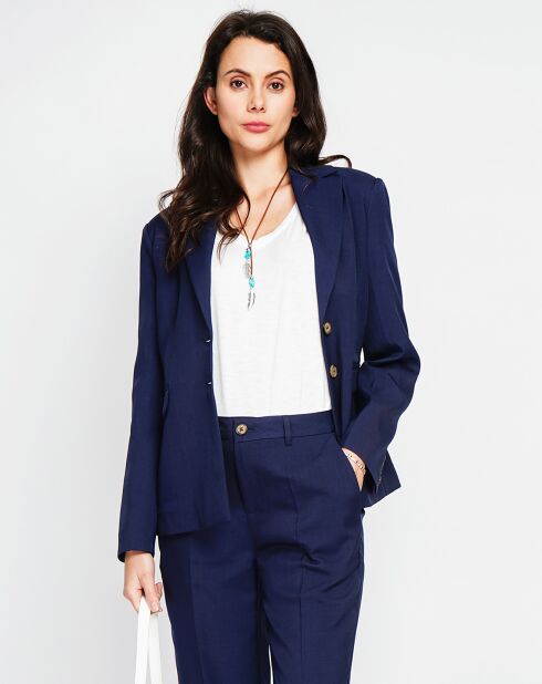 Marineblaue Jacke Alicia aus Leinenmischung