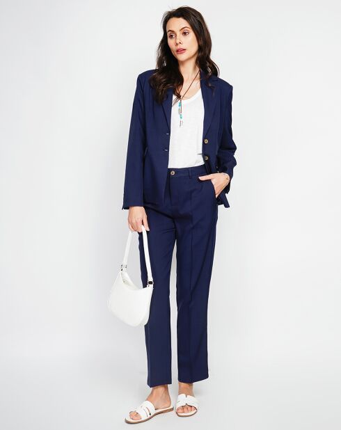 Marineblaue Jacke Alicia aus Leinenmischung