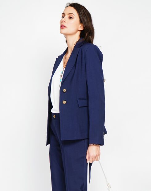 Marineblaue Jacke Alicia aus Leinenmischung