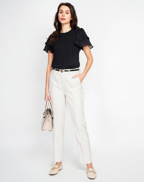 Beige broek van linnenmix Léna