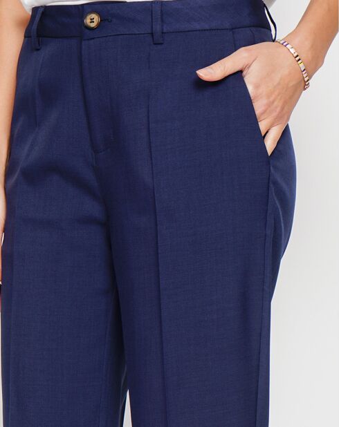 Marineblauwe broek van linnenmix Léna