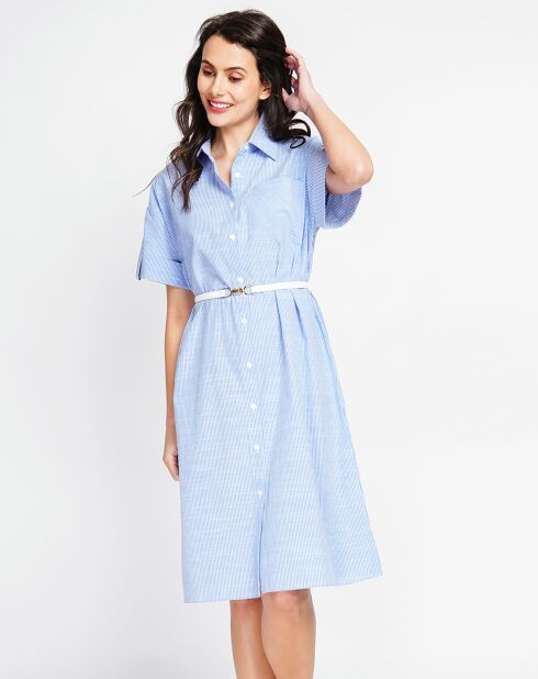 Jurk van azuurblauwe jade linnenmix